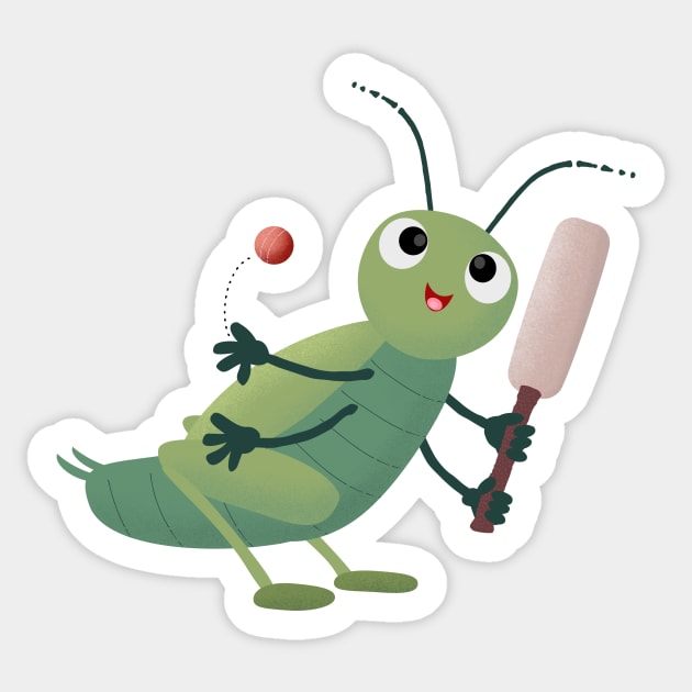 Cute green cricket insect cartoon illustration Sticker by FrogFactory